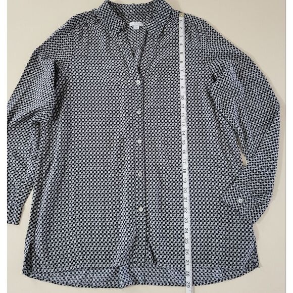 J.Jill Women's V-neck Button Down Collared Print Blouse - Picture 4 of 11